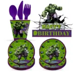 Disney Marvel Hulk Theme Chliden Birthday Party Paper Cup Paper Plate Cake Flag Brooch Disposable Decorate Baby Shower Supplie