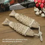 2pcs Hand Carved Wooden Marine Fish Wall Sculptures DIY Home Room Nautical Decorations Marine Fish Hanging Ornaments