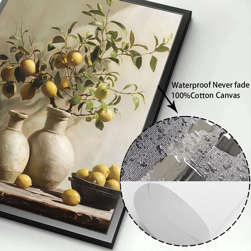 Vintage Still Life Poster Prints Lemon Olive Tree Plants in Vase Wall Art Canvas Painting Botanical Antique Home Room Decor - Image 6