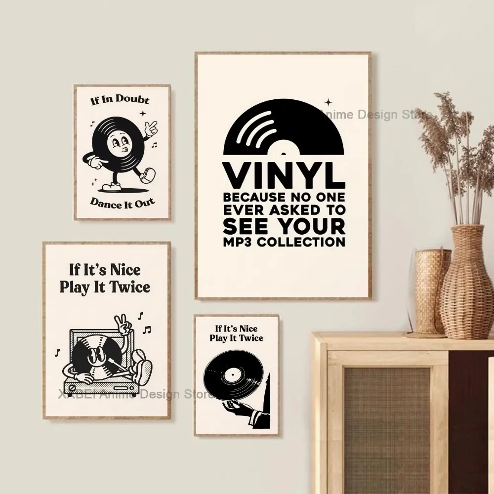 Simple Black and White Music Vinyl Record Minimalist Wall Art Print Canvas Painting Posters for Living Room Modern Home Decor - Image 4