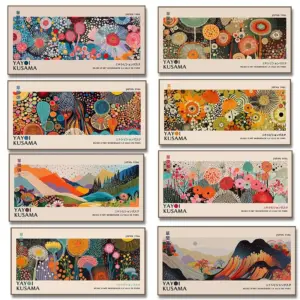 Yayoi Kusama Flower Exhibition Poster Canvas Painting Print Japanese Wall Art Picture for Living Room Home Decor Cuadros