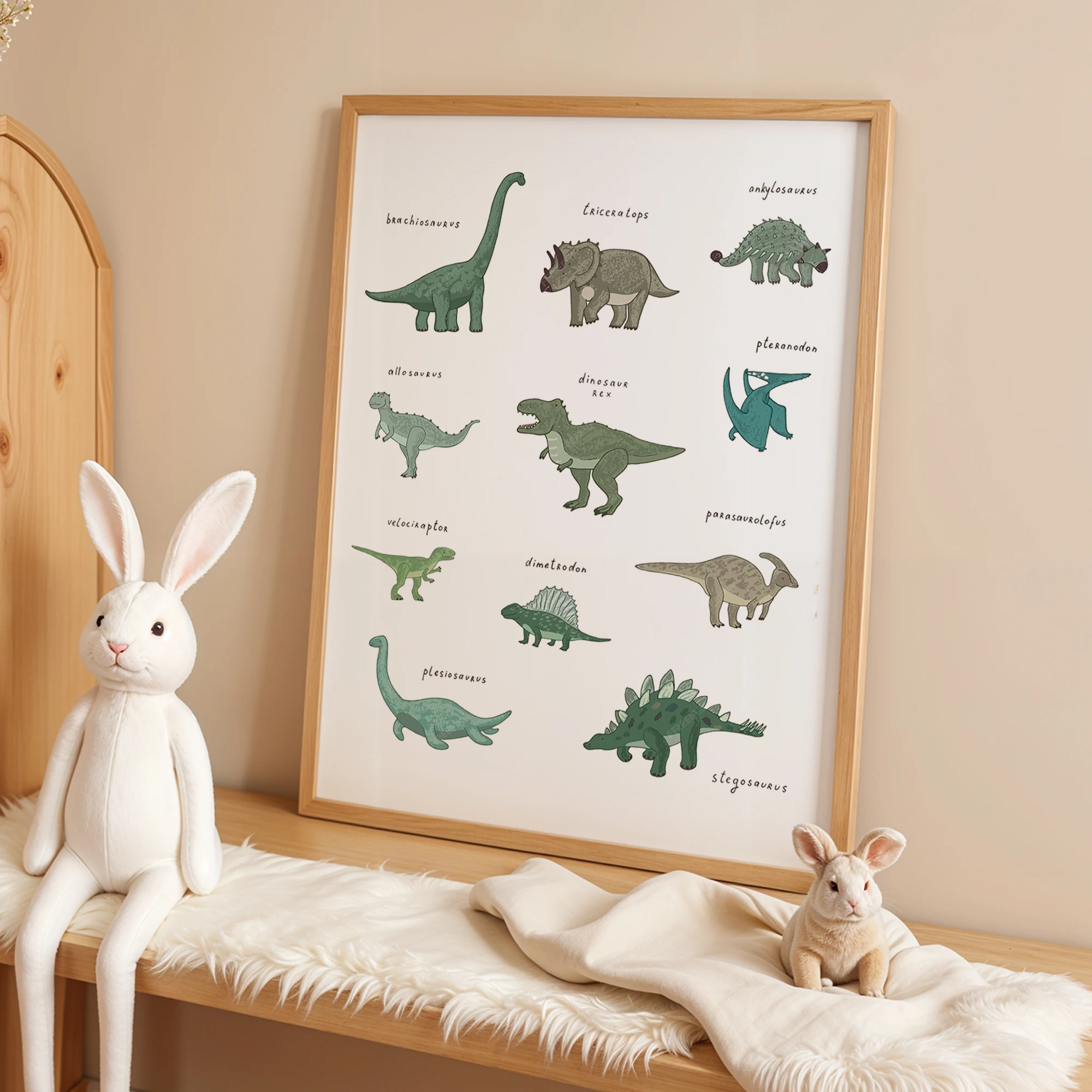 3pcs Personalized Custom Name Cartoon Children Dinosaur Wall Art Print Picture Canvas Poster Painting For Living Room Home Decor - Image 4