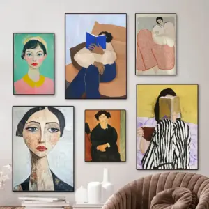 1pc Vintage Abstract Female Portrait Oil Painting Print Modern Art Home Living Room Bedroom Bathroom Canvas Wall Art Decor