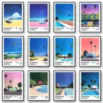 Vintage Nagai Hiroshi Vaporwave Japan Beach City Summer Wall Art Canvas Painting Printing Wall Painting Living Room Decor
