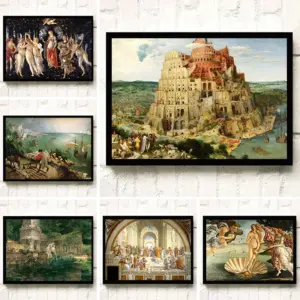 Birth of Venus Disputation of The Holy Sacrament Classical Masterpiece Poster Canvas Painting Wall Art Picture Office Home Decor