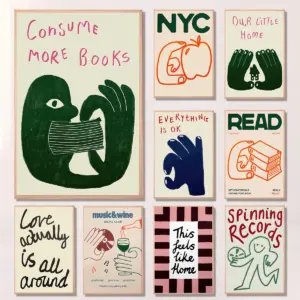 Interesting Sign More Books Abstract Canvas Print Poster Hand Drawn Illustration Art Prints Wall Living Room Art Home Decor