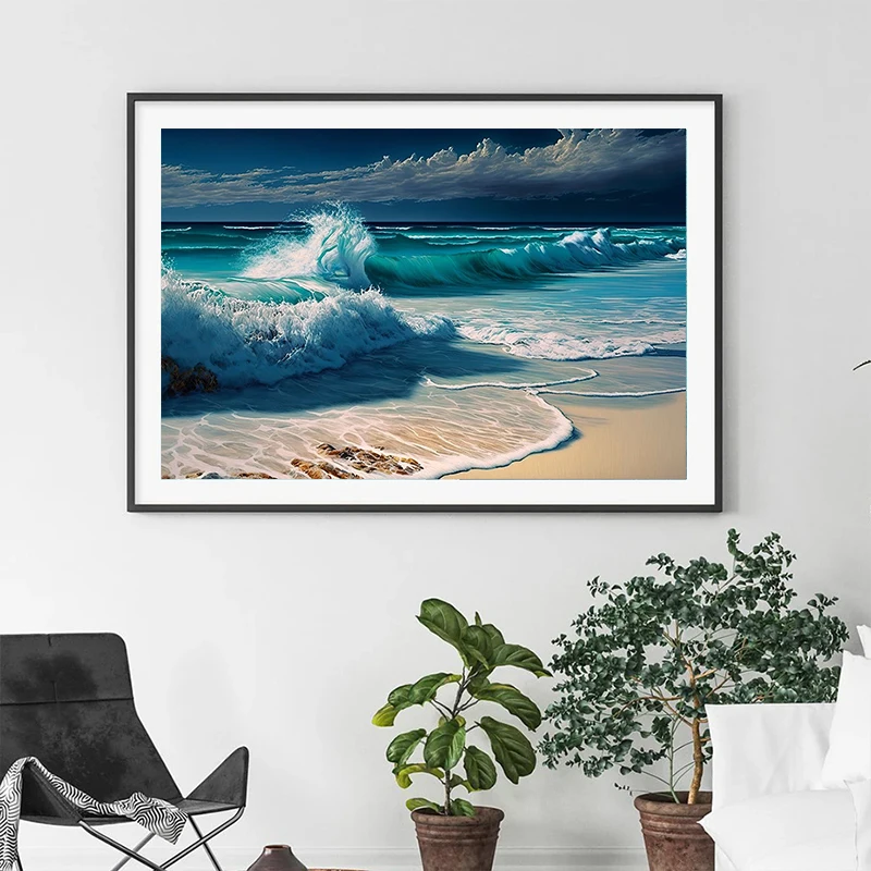 Modern Simple Ocean Landscape Posters Print Canvas Painting Beach Seascape Wall Art Pictures for Living Room Bedroom Decoration - Image 3