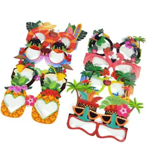 8pcs Hawaiian Party Paper Glasses Tropical Luau Beach Summer Party Decoration Supplies Kids Favors Funny Photo Props Wedding
