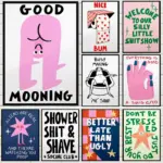 Humorous Slogan Nice Bum Abstract Canvas Print Modern Funny Illustration Art Prints Toilet Bathroom Wall Art Home Decor Poster