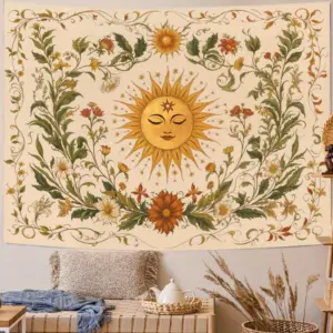 1pc Bohemian Mandala Floral Tapestry - Vintage Bohemian Indian Style Wall Hanging for Bedroom, Living Room, Dorm