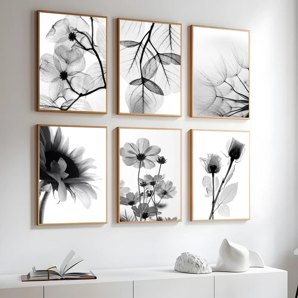 Black and white plant flowers, HD canvas print wall art poster, suitable for home, living room, room, bar decoration - Image 6