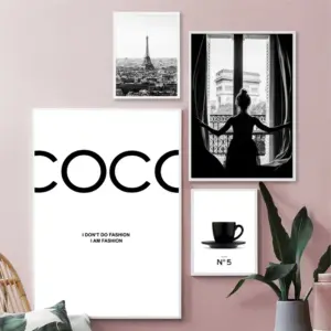 Elegant Woman Fashion Coco Quotes Wall Art  Nordic Style Canvas Prints for Living Room  Modern Home Decor Posters