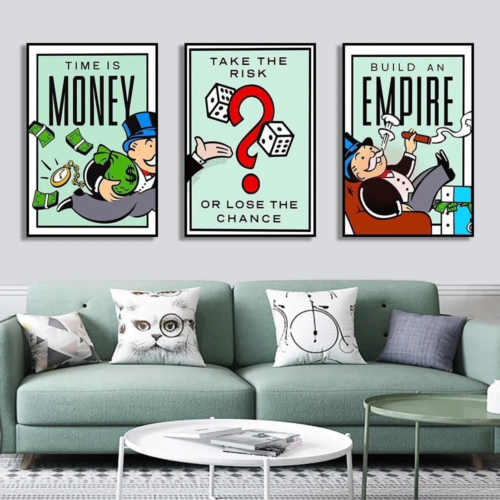Monopoly Millionaire Money Canvas Decorative Painting Motivational Quote Art Poster Cartoon Figure Mural Home Wall Decor Picture - Image 2