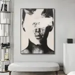 100% Handmade Black White Portrait Oil Paintings Nodic Abstract Figure Canvas Painting Artworks for Living Room Home Wall Decor