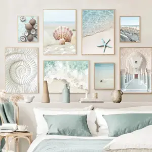 Fresh Summer Tropical Ocean Beach Shell Wall Art Canvas Painting Posters and Prints Aesthetic Pictures for Living Room Decor