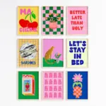 Minimalist Canvas Posters Colorful Eclectic Set Prints Hot Pink Room Decor Dopamine Fashion Wall Art Home Living Room Decor