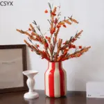 Nordic Ins Black & Red Striped Ceramic Vase - Bedroom & Dining Table Flower Arrangement Container, Wedding Decoration
