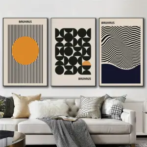 Bauhaus Style Minimalist Geometric Wall Art Prints Modern Black Line Canvas Painting Home Living Room Decoration Unframed