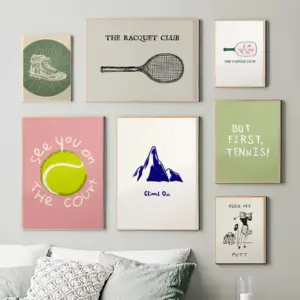Fashion Tennis Climbing Sports Art Wall Art Tennis Golf Mountaineering Shoes Funny Print Canvas Painting Home Sports Decoration