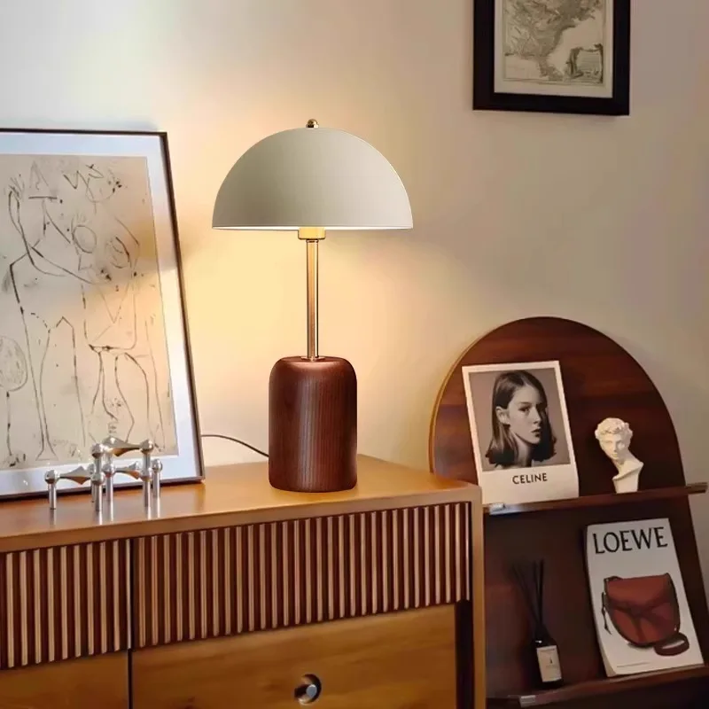 French Medieval Vintage Solid Wood Table Lamp Led E14 Atmosphere Designer Desk Lights Bedroom Study Bedside Living Room Studio - Image 3