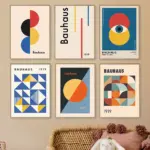 Abstract Geometry Exhibition Posters and Prints Modern Bauhaus Canvas Painting Wall Art Pictures Prints Living Room Home Decor