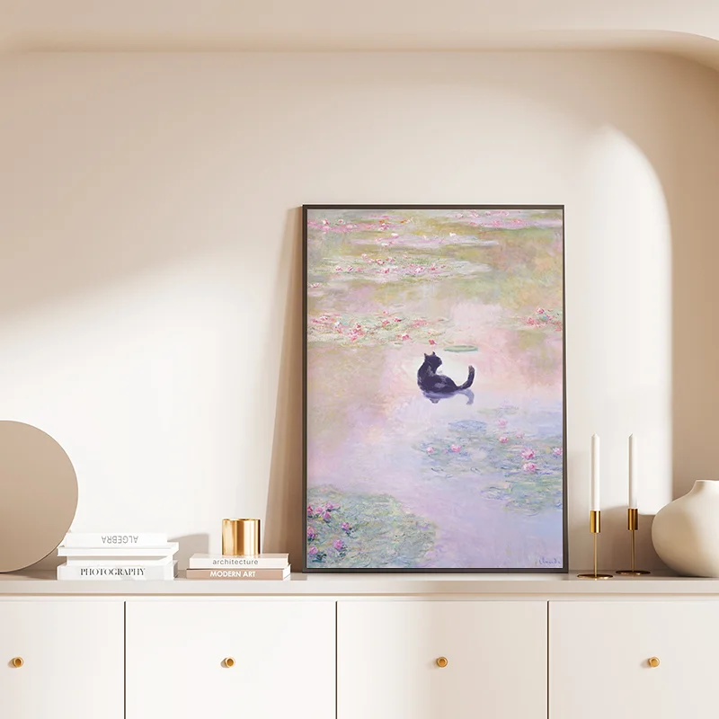 Monet and Van Gogh Cat Posters Funny Kitty Print Floral Animal Painting Wall Art Renowned Artwork Repainted Gallery Decoration - Image 4