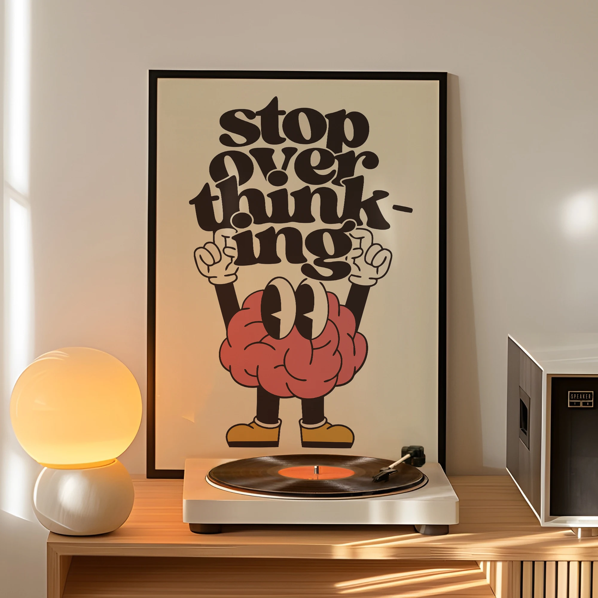 Stop Overthinking Brain And Shoes Wall Art Prints Canvas Painting Poster Picture For Living BedRoom Home Decor - Image 2