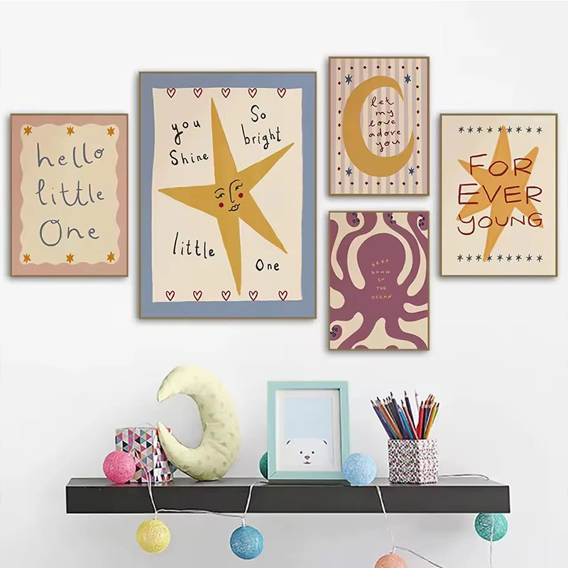 Bohemian Sun Moon Animal Cartoon Illustration Poster Prints Canvas Painting Wall Art Picture Living Kindergarten Room Home Decor - Image 4