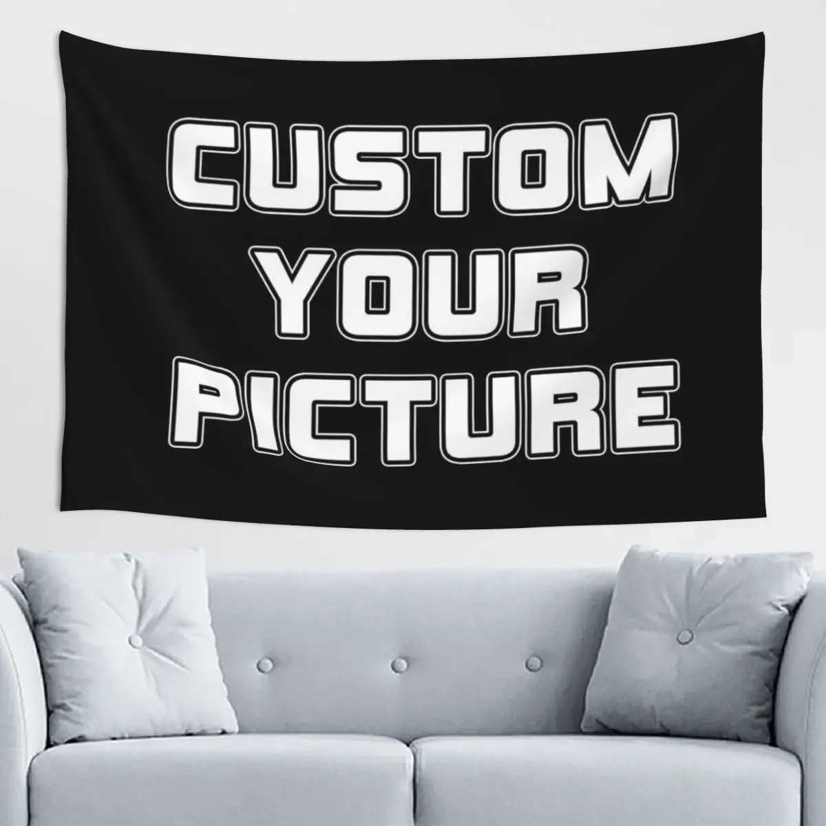 Customizable Black and White Tapestry Wall Hanging - Personalized Photo Art Decor for Bedroom, Living Room, or Party