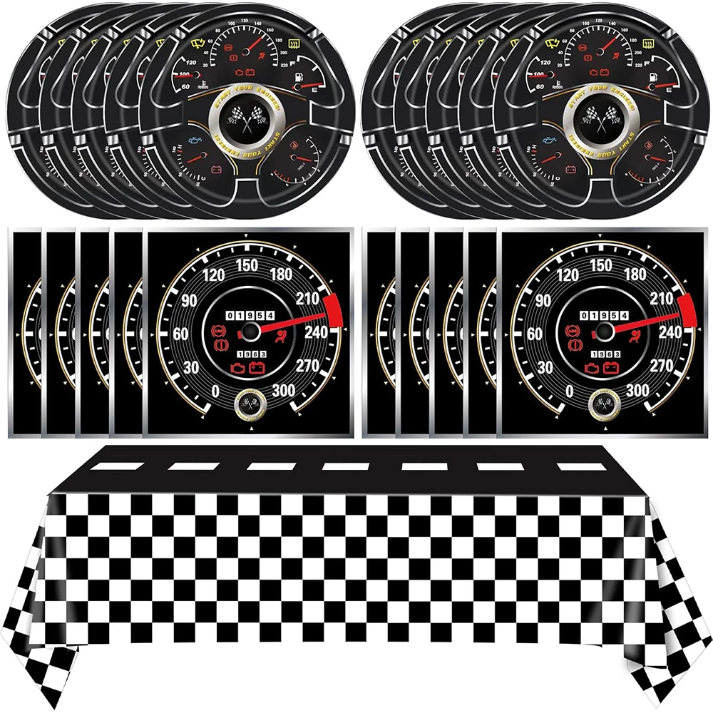 Race Car Decorations Paper Plates Napkins Start Your Engines Tableware Boys Cars Themed Formula 1 Birthday Party Decors Supplies - Image 3