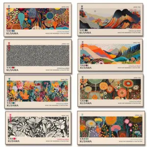 Yayoi Kusama Flower Exhibition Poster Canvas Painting Print Japanese Wall Art Picture for Living Room Home Decor Cuadros