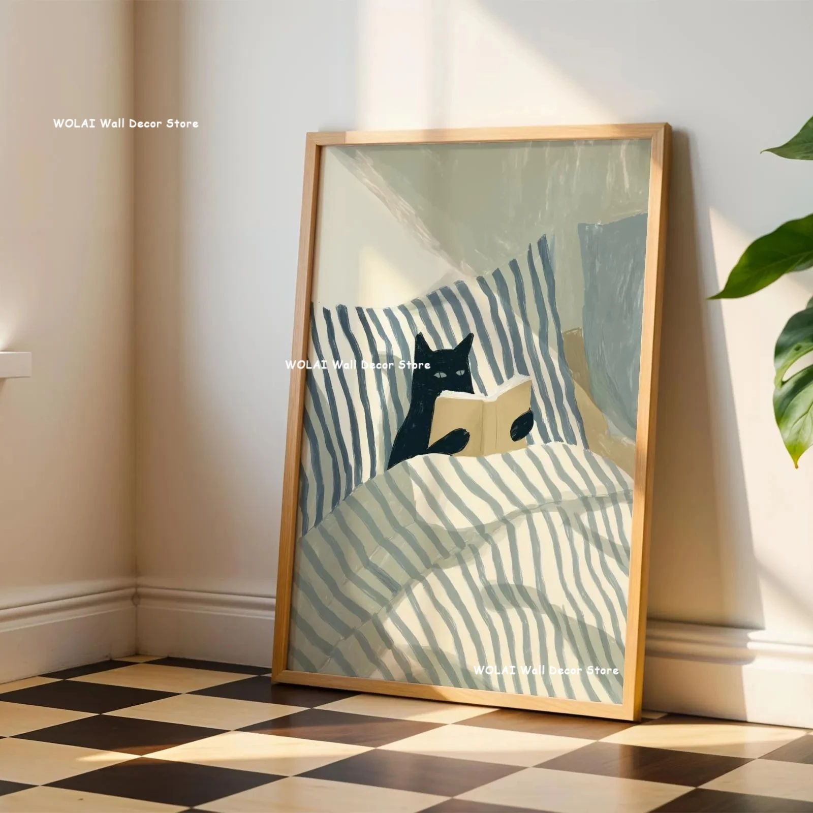 Japanese Frog &Cat Reading Bathroom Canvas Print Kyoto Forest Reserve Landscape Wall Art Poster Suitable for Modern Home Decor - Image 2