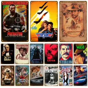 Vintage Metal Sign Movie Retro Tin Sign Aesthetic Living Room Metal Wall Decor Decoration Cinema Industrial Deco Films Poster