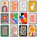 Retro Colorful Flower Quotes Rainbow Funny Fashion Dog Posters and Prints Canvas Printing Wall Art Picture for Living Room Decor