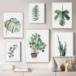 Simple Green Plant Leaves Canvas Art Painting Print Modern Wall Decorative Posters for Living Room Bedroom Home Decor Picture