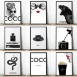 1pc frameless Canvas Painting Nordic Luxury Minimalist Perfume Bottle Pop Art Prints Fashion Coco Poster Black White Parfum Gicl