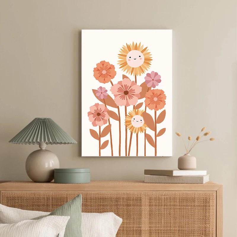 Colorful Rainbow Sun Cloud Flower Poster Prints Boho Style Wall Art Canvas Painting for Child Nursery Girl Room Decoration - Image 5