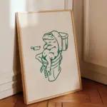 Frog On Toilet Green Retro Wall Art Prints Canvas Painting Poster Picture For Living Bedroom Kids Room Home Decor