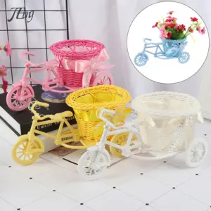 Small Tricycle Bicycle Flower Basket Vase Storage Home Table Desk Decor Wedding Decoration Plastic Tricycle Design Flower Pot