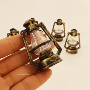 1:12 Scale Miniature Oil Lamp Dollhouse Accessories Mini Lantern Doll House Decor Scene Ornaments Pretend Play