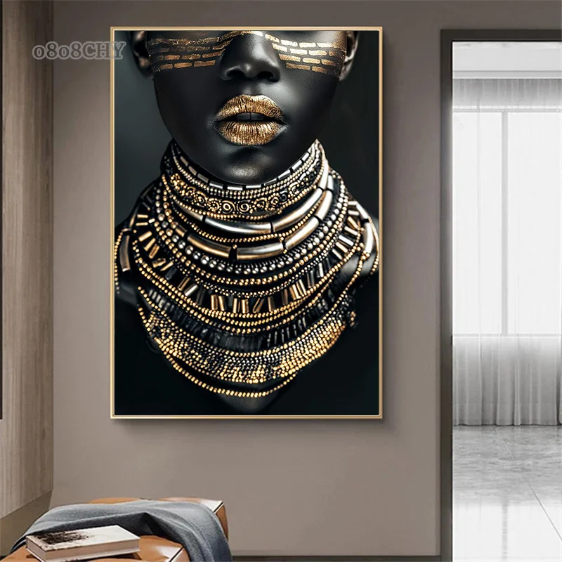 African Woman Flower Canvas Print Posters HD Wall Art Canvas Painting Black Woman Art Fashion Home Living Room Wall Decor Mural - Image 3