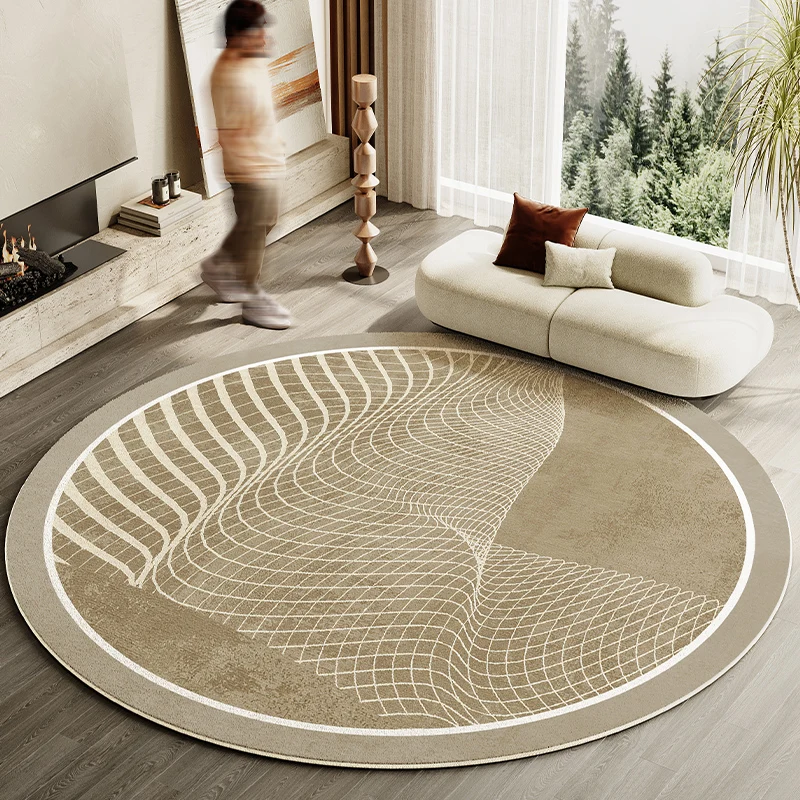 Japanese Style Living Room Decoration Striped Carpet Home Round Anti-slip Mat Thick Washable Lounge Rug Simple Rugs for Bedroom - Image 3