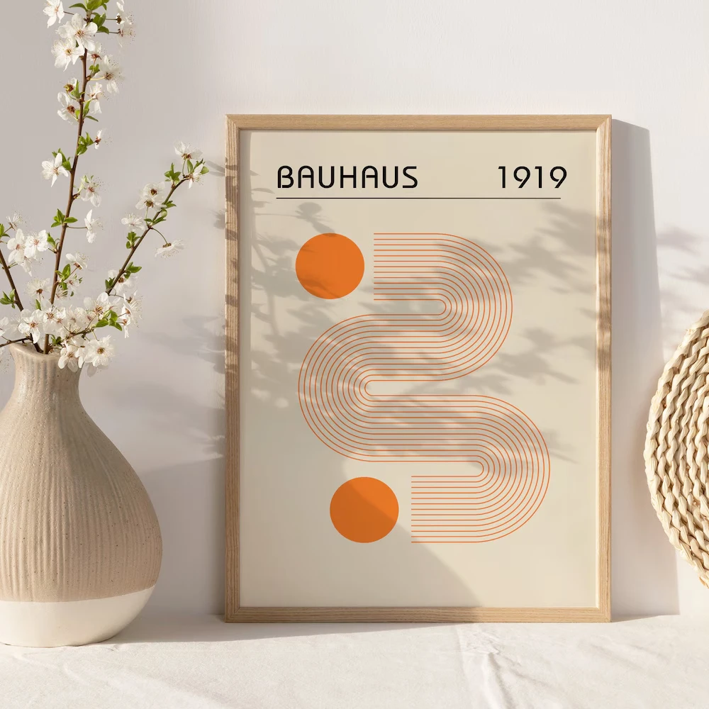 1PC/3PCS Frameless Abstract Orange Bauhaus Posters Canvas Painting Minimalist Modern Geometric Wall Art Exhibition Home Decor - Image 6