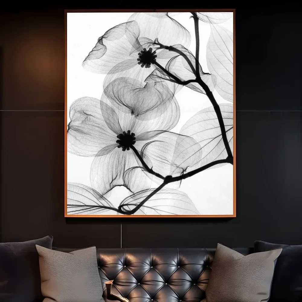 Black and white plant flowers, HD canvas print wall art poster, suitable for home, living room, room, bar decoration - Image 4