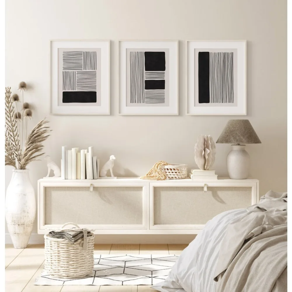 Frameless Modern Geometric Wall Art Printing,Black and White Abstract Posters,Printable Scandinavian Wall ,Living Room Decor - Image 3