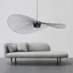 Nordic Vertigo Straw Hat Pendant Lights French Fabric for Restaurant Artistic and Creative Living Room Bedroom Hoom Decor Lamp