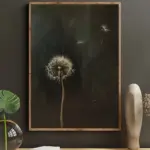 Minimalist Dark Dandelion Flower Canvas Print Abstract Inspirational Wall Art Poster for Modern Living Room Bedroom Home Decor