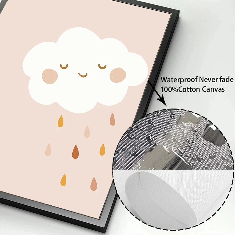 Colorful Rainbow Sun Cloud Flower Poster Prints Boho Style Wall Art Canvas Painting for Child Nursery Girl Room Decoration - Image 6