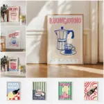 1 Piece Frameless Modern Fashion Retro Pasta Coffee Espresso Coffee Wall Art Painting Poster Picture Office Kitchen Home Decor