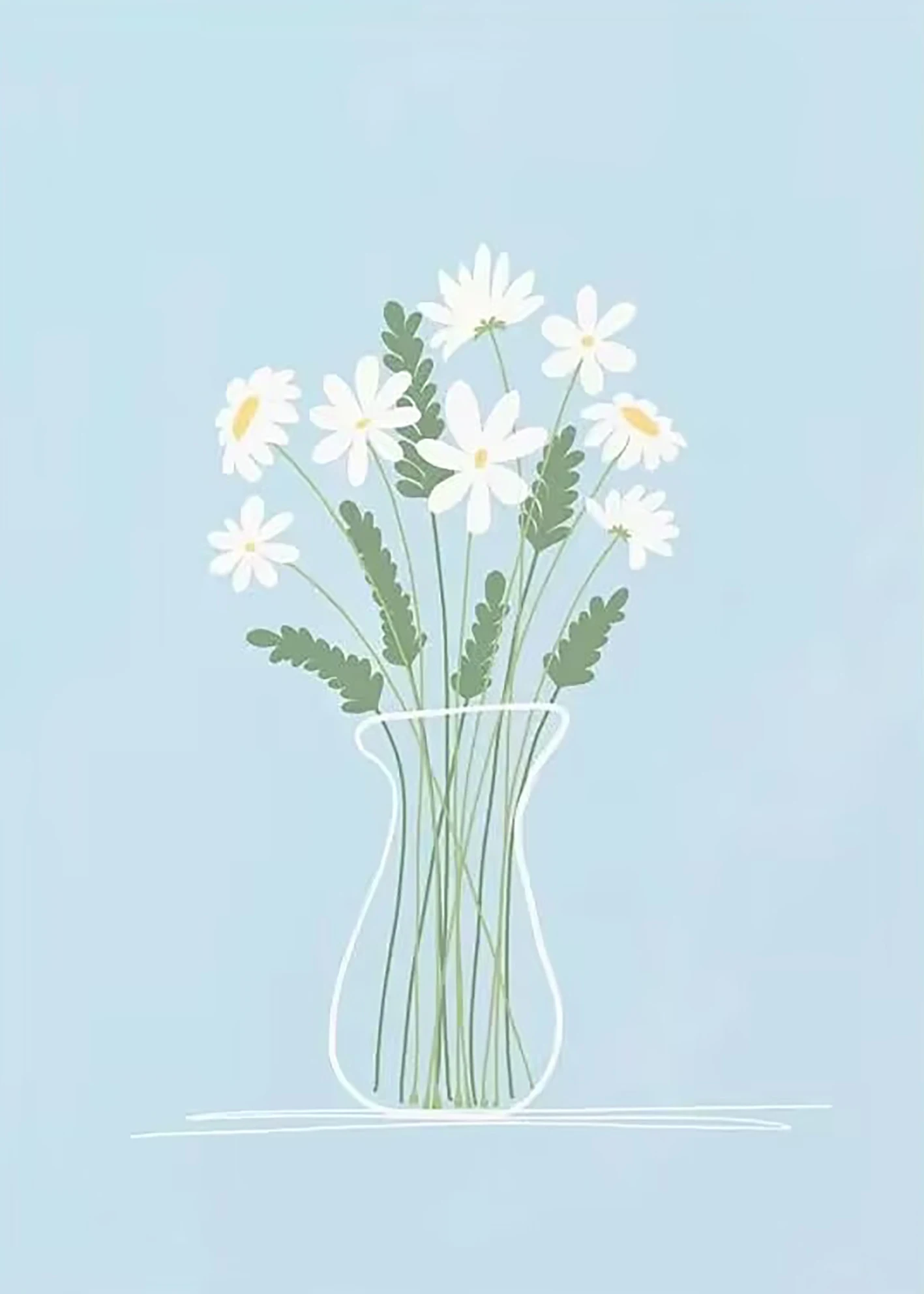 Blue Flower Market Minimalism Wall Art Canvas Painting Nordic Posters And Prints Abstract Wall Pictures For Living Room Decor - Image 5